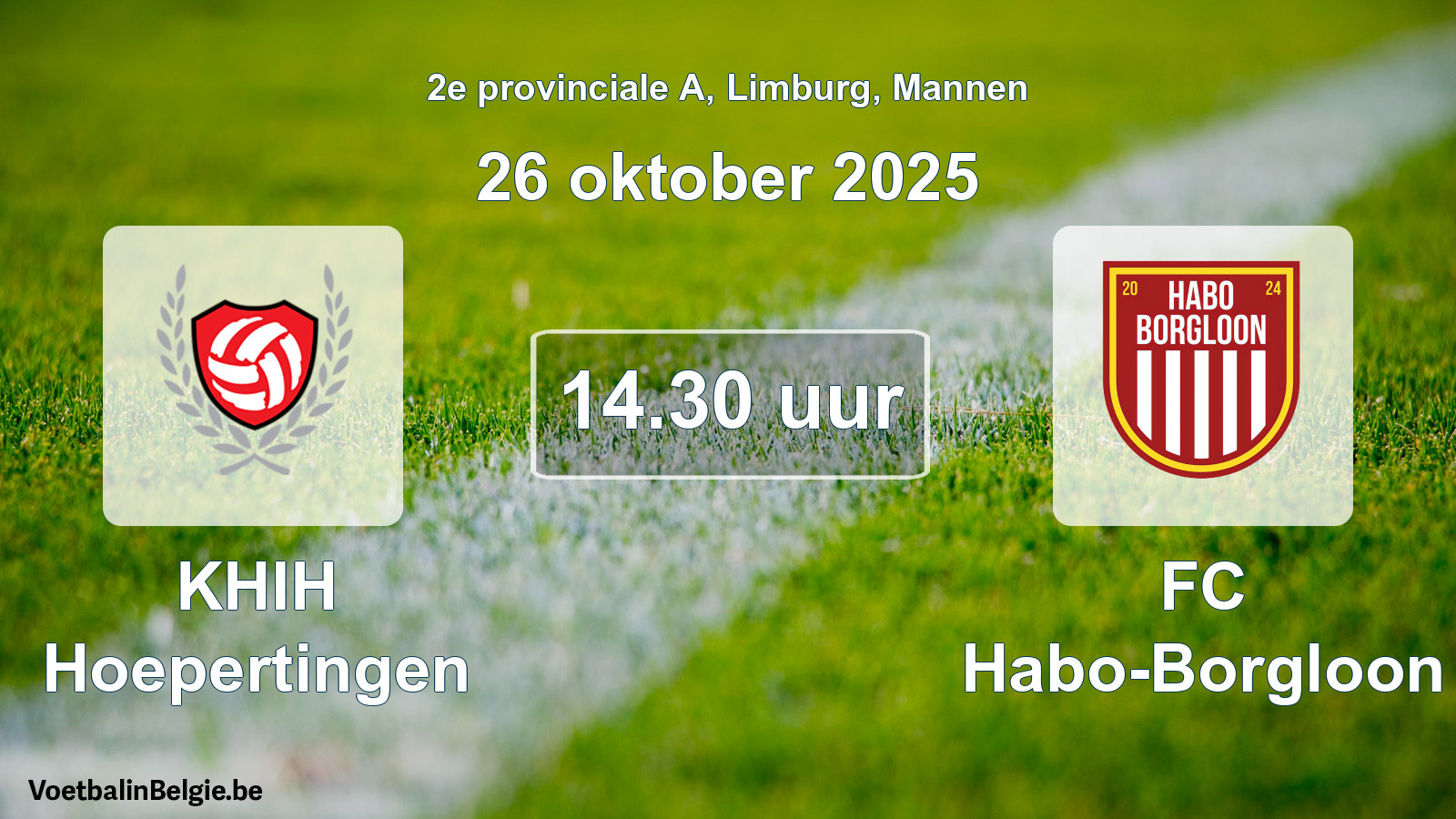 Geplande wedstrijd mannenvoetbal: KHIH Hoepertingen - FC Habo-Borgloon (26 oktober 2025)