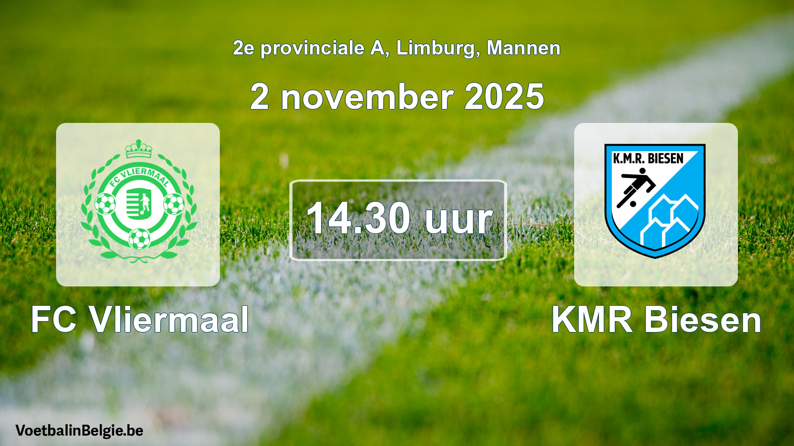 Scheduled match men football: FC Vliermaal - KMR Biesen (2 November 2025)