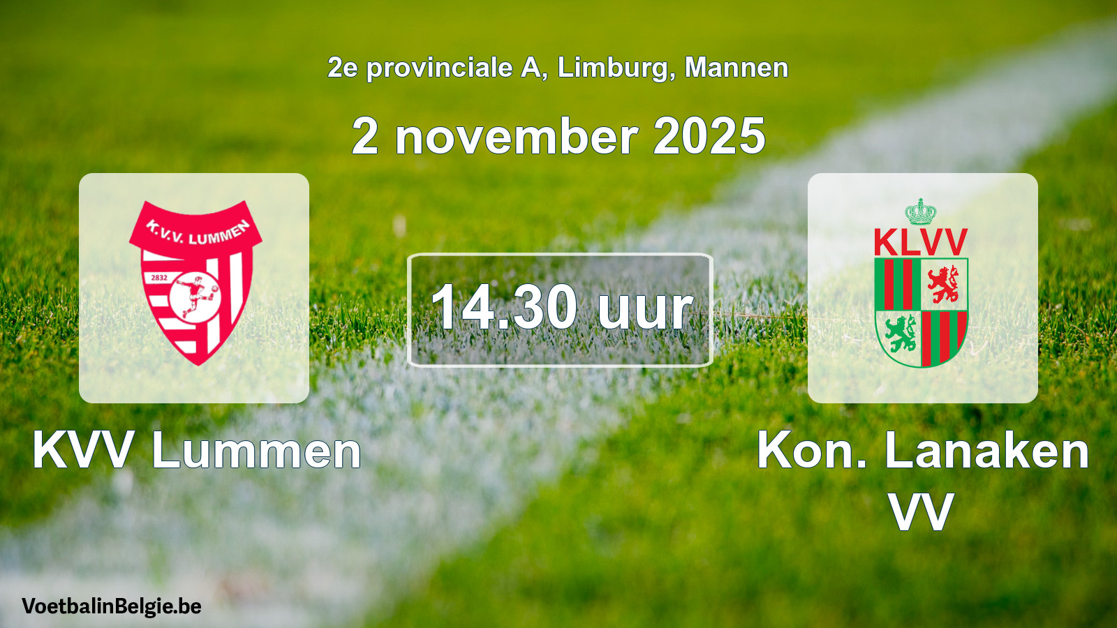 Scheduled match men football: KVV Lummen - Kon. Lanaken VV (2 November 2025)