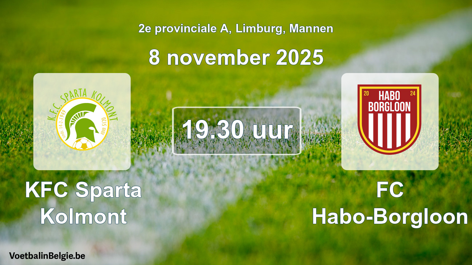 Scheduled match men football: KFC Sparta Kolmont - FC Habo-Borgloon (8 November 2025)