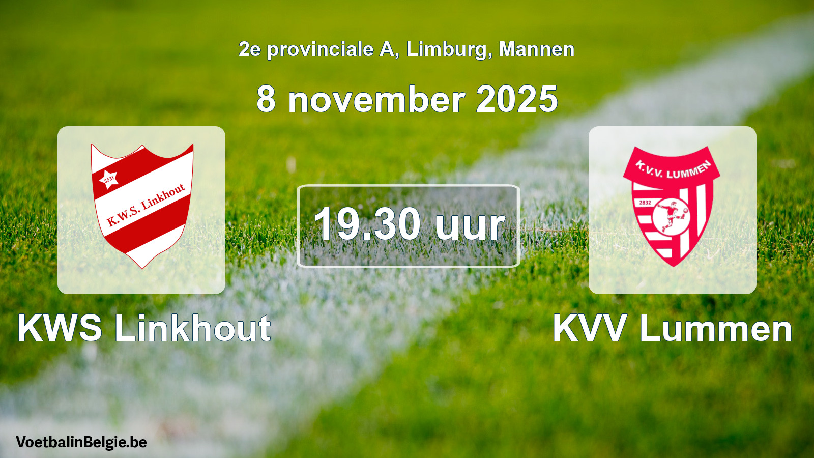 Geplande wedstrijd mannenvoetbal: KWS Linkhout - KVV Lummen (8 november 2025)