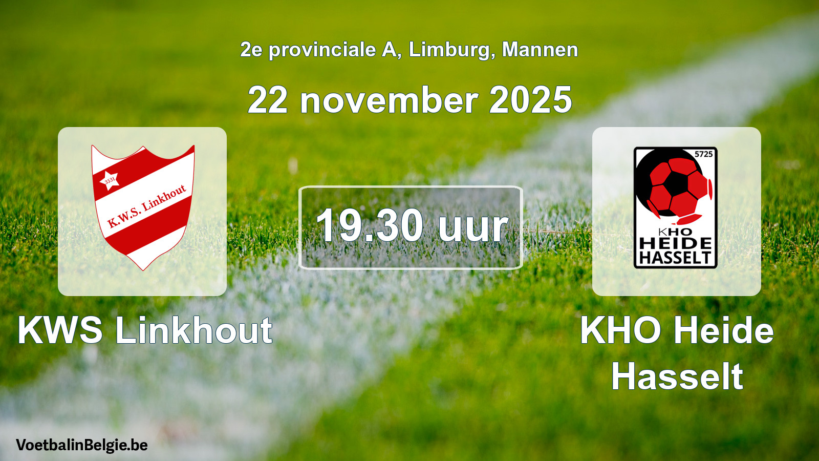 Scheduled match men football: KWS Linkhout - KHO Heide Hasselt (22 November 2025)