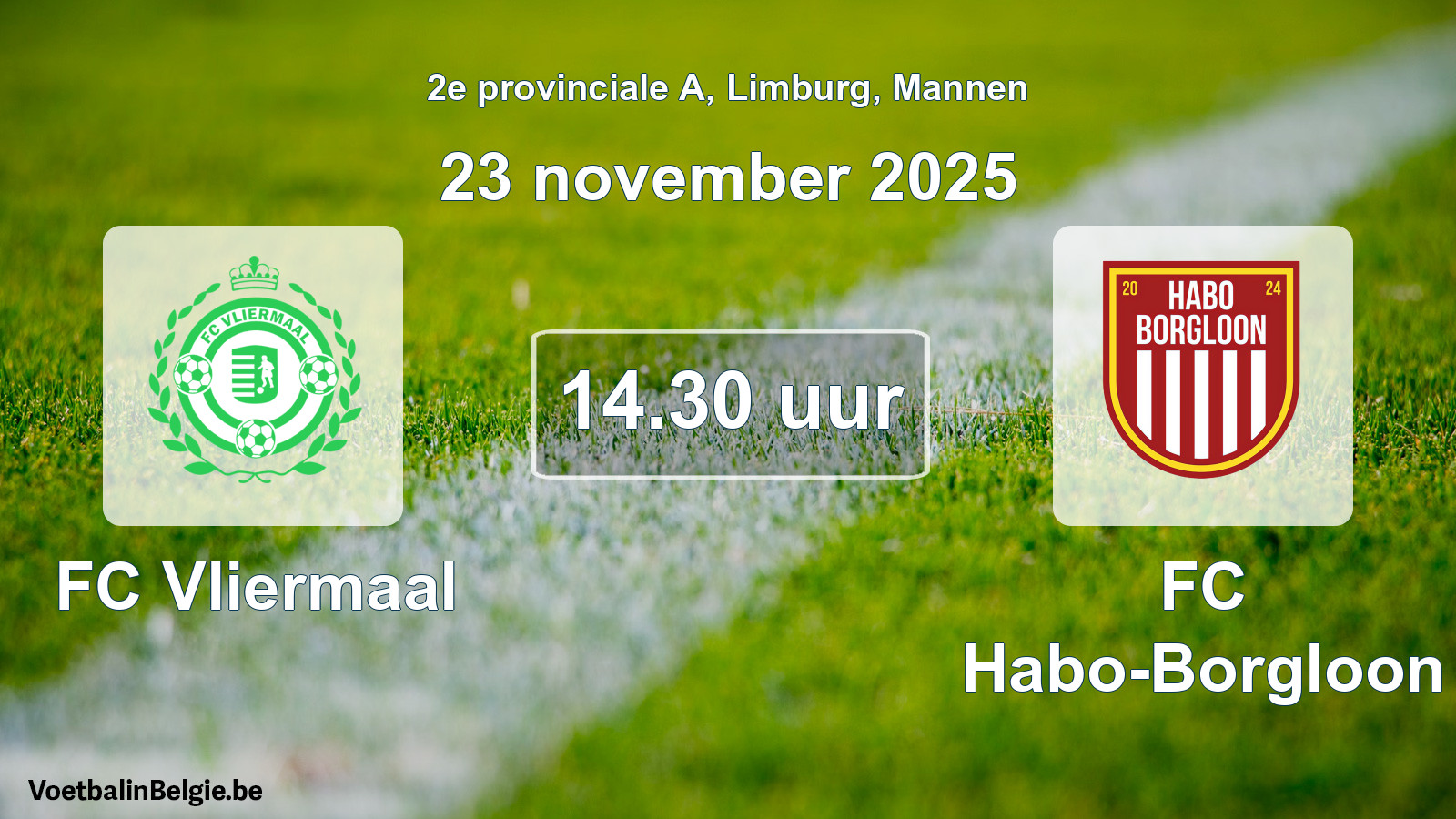 Geplantes Spiel männer-Fußball: FC Vliermaal - FC Habo-Borgloon (23 November 2025)