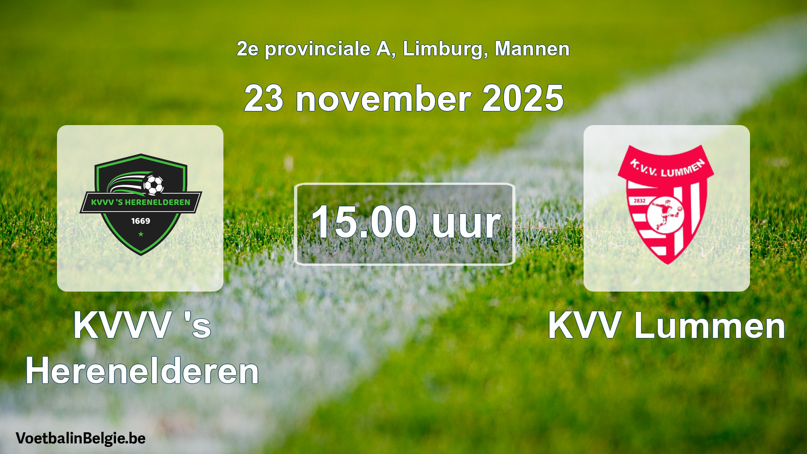 Geplande wedstrijd mannenvoetbal: KVVV 's Herenelderen - KVV Lummen (23 november 2025)