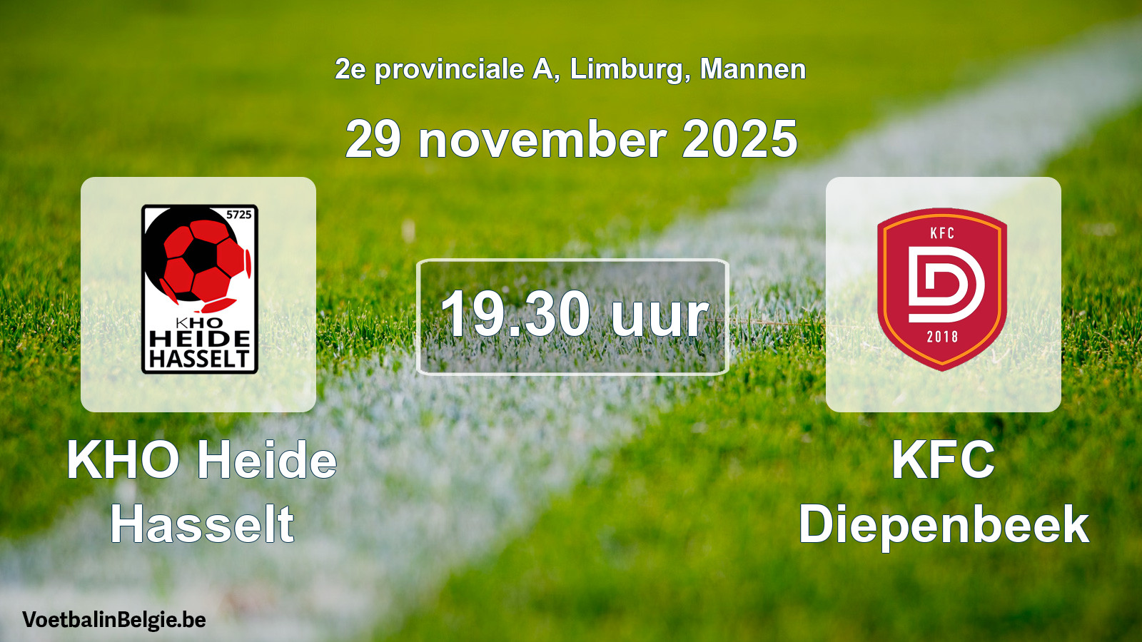 Scheduled match men football: KHO Heide Hasselt - KFC Diepenbeek (29 November 2025)