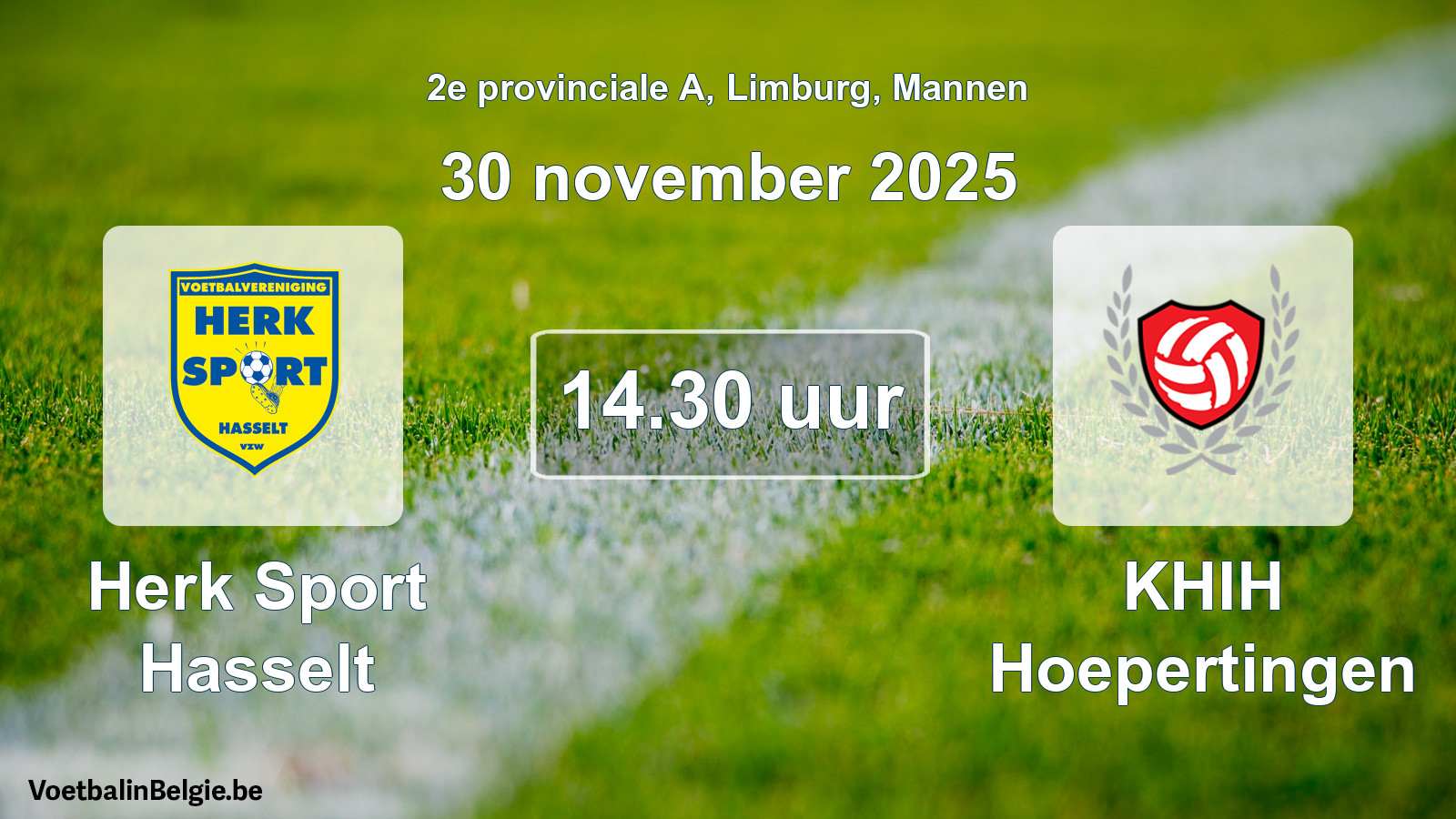 Geplande wedstrijd mannenvoetbal: Herk Sport Hasselt - KHIH Hoepertingen (30 november 2025)