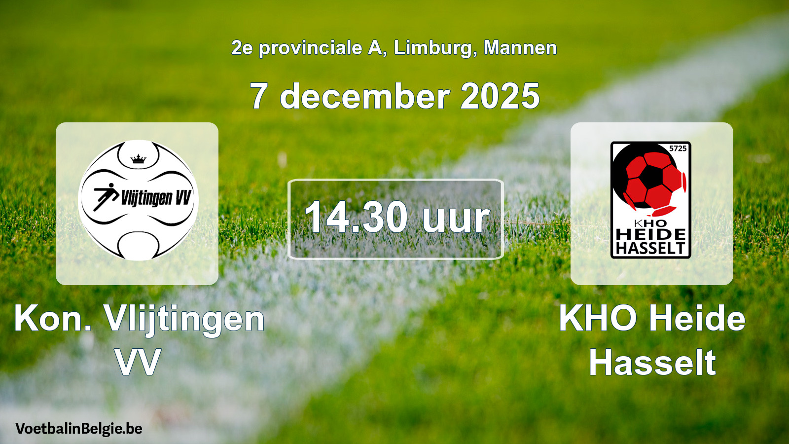 Scheduled match men football: Kon. Vlijtingen VV - KHO Heide Hasselt (7 December 2025)