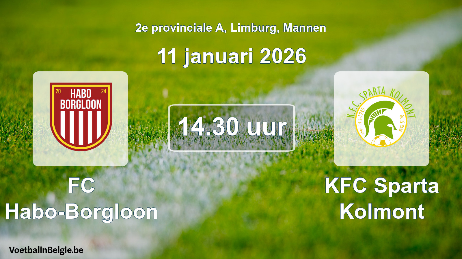 Scheduled match men football: FC Habo-Borgloon - KFC Sparta Kolmont (11 January 2026)