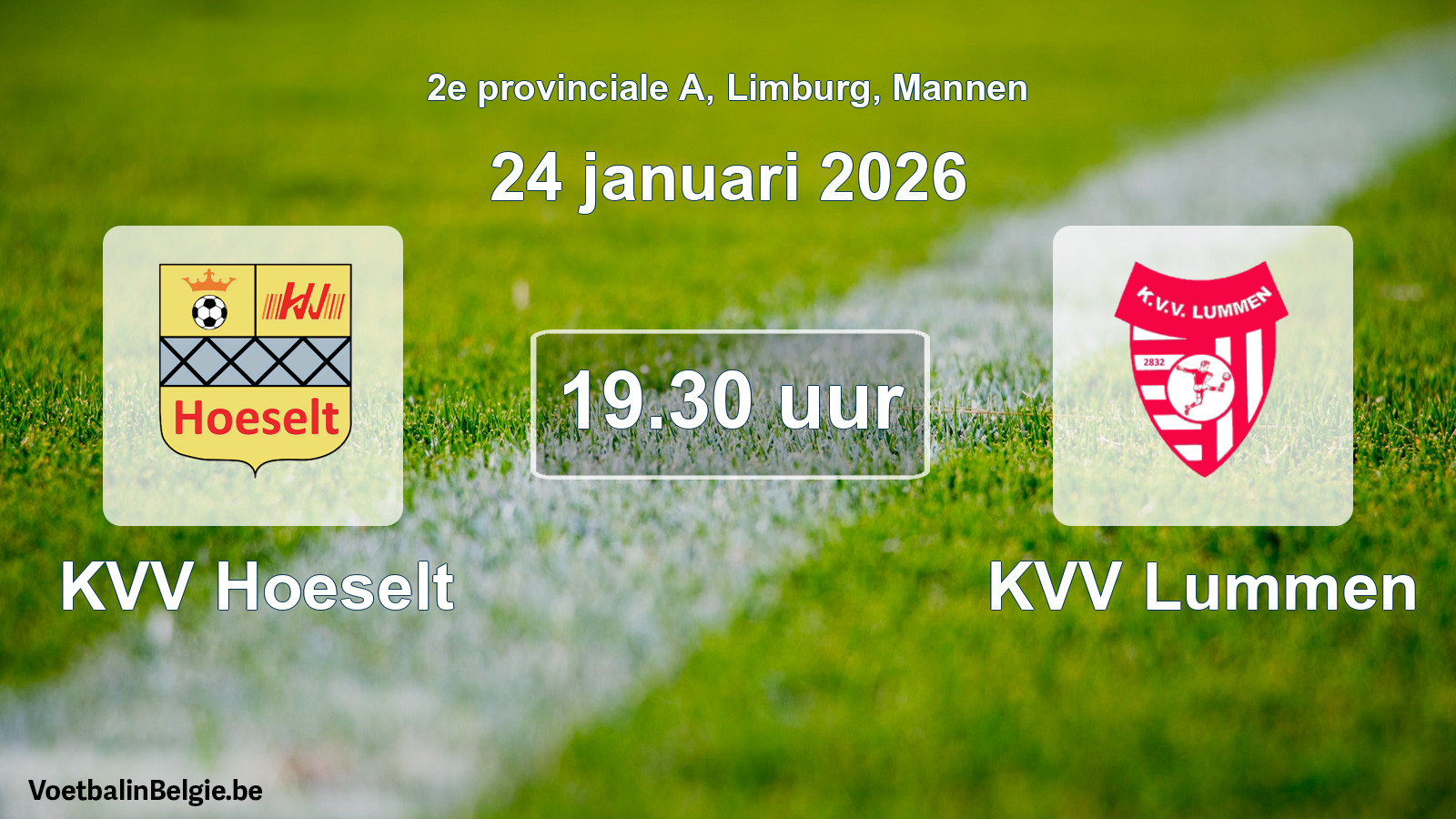 Geplande wedstrijd mannenvoetbal: KVV Hoeselt - KVV Lummen (24 januari 2026)