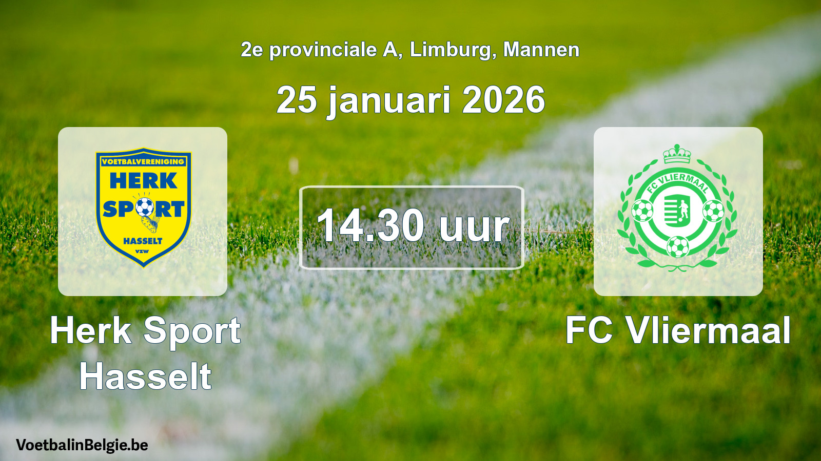 Scheduled match men football: Herk Sport Hasselt - FC Vliermaal (25 January 2026)