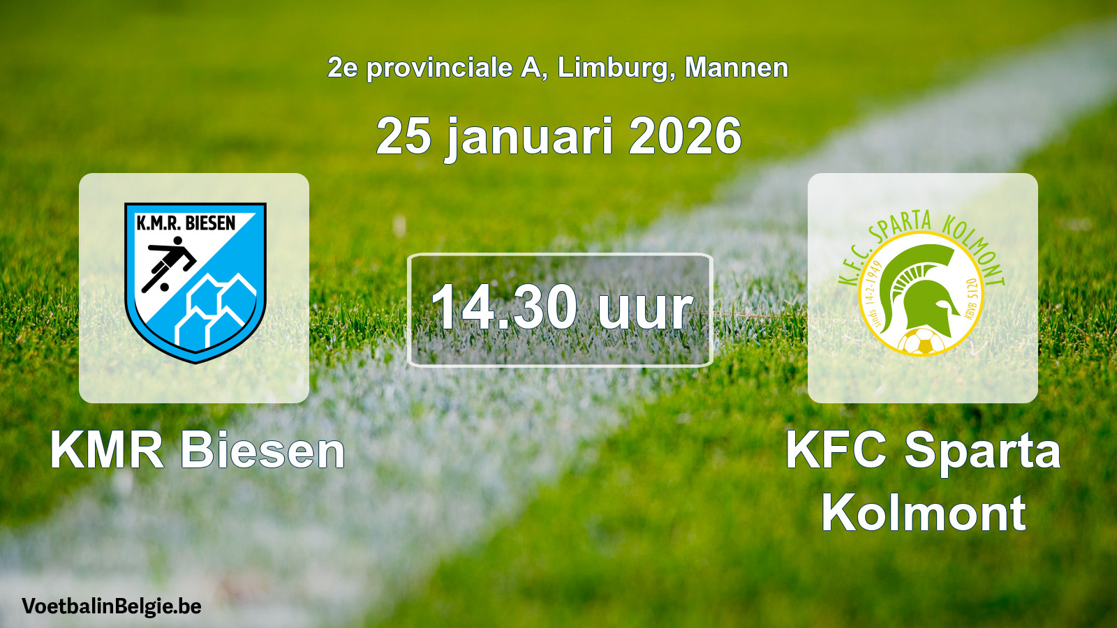Scheduled match men football: KMR Biesen - KFC Sparta Kolmont (25 January 2026)