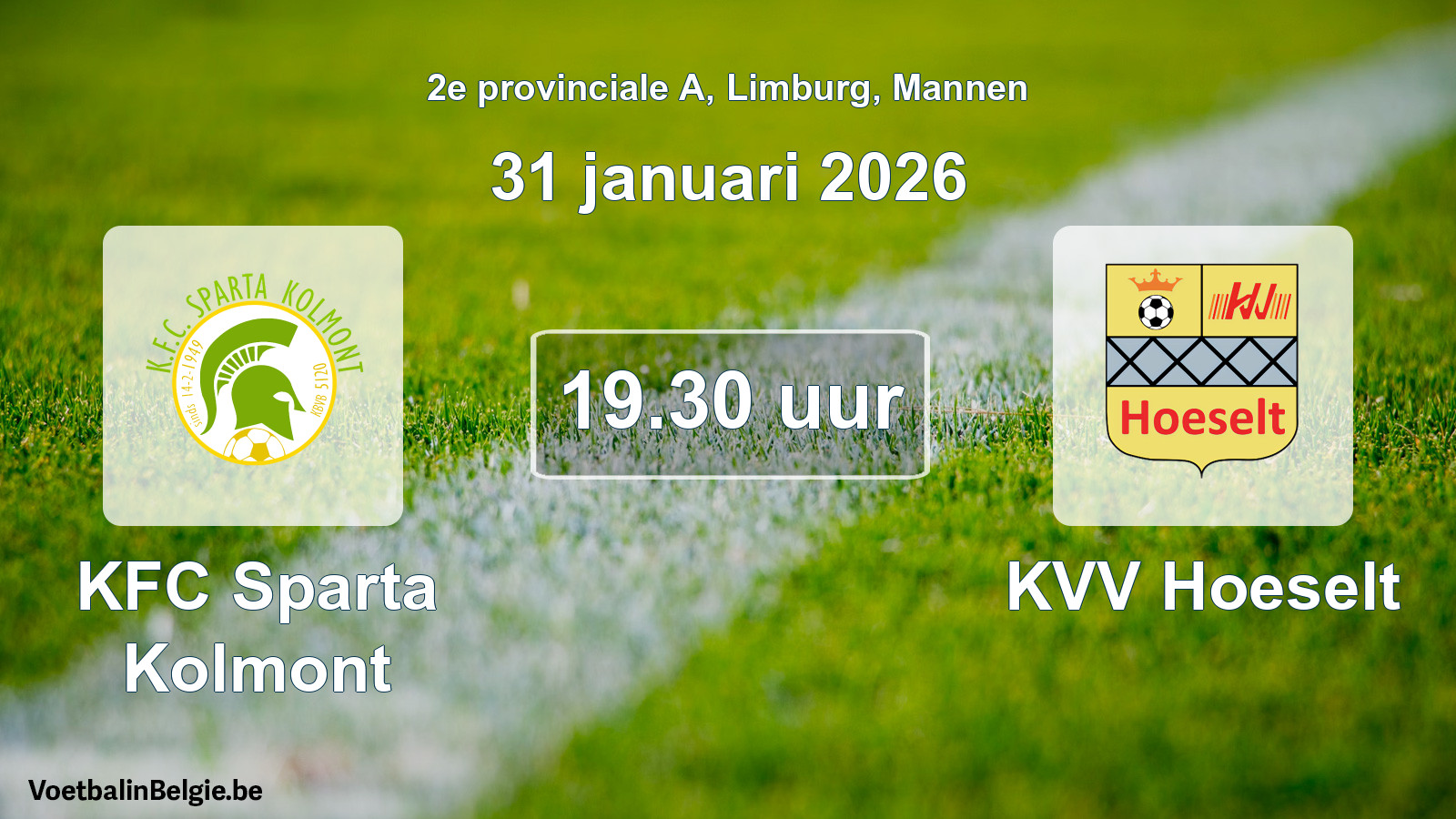 Scheduled match men football: KFC Sparta Kolmont - KVV Hoeselt (31 January 2026)