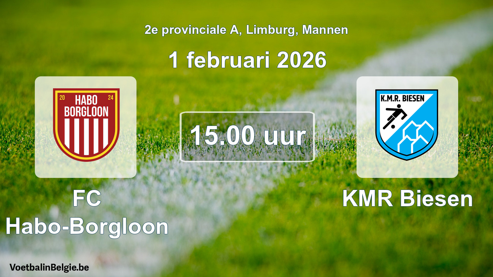 Scheduled match men football: FC Habo-Borgloon - KMR Biesen (1 February 2026)
