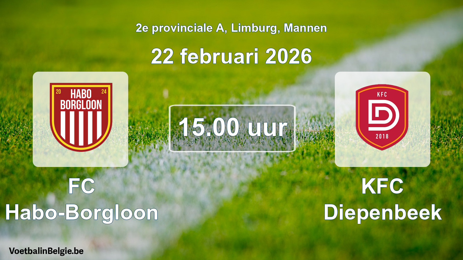 Scheduled match men football: FC Habo-Borgloon - KFC Diepenbeek (22 February 2026)