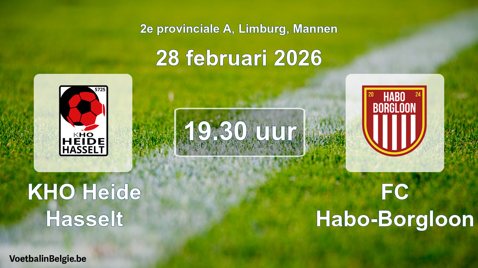 Scheduled match men football: KHO Heide Hasselt - FC Habo-Borgloon (28 February 2026)