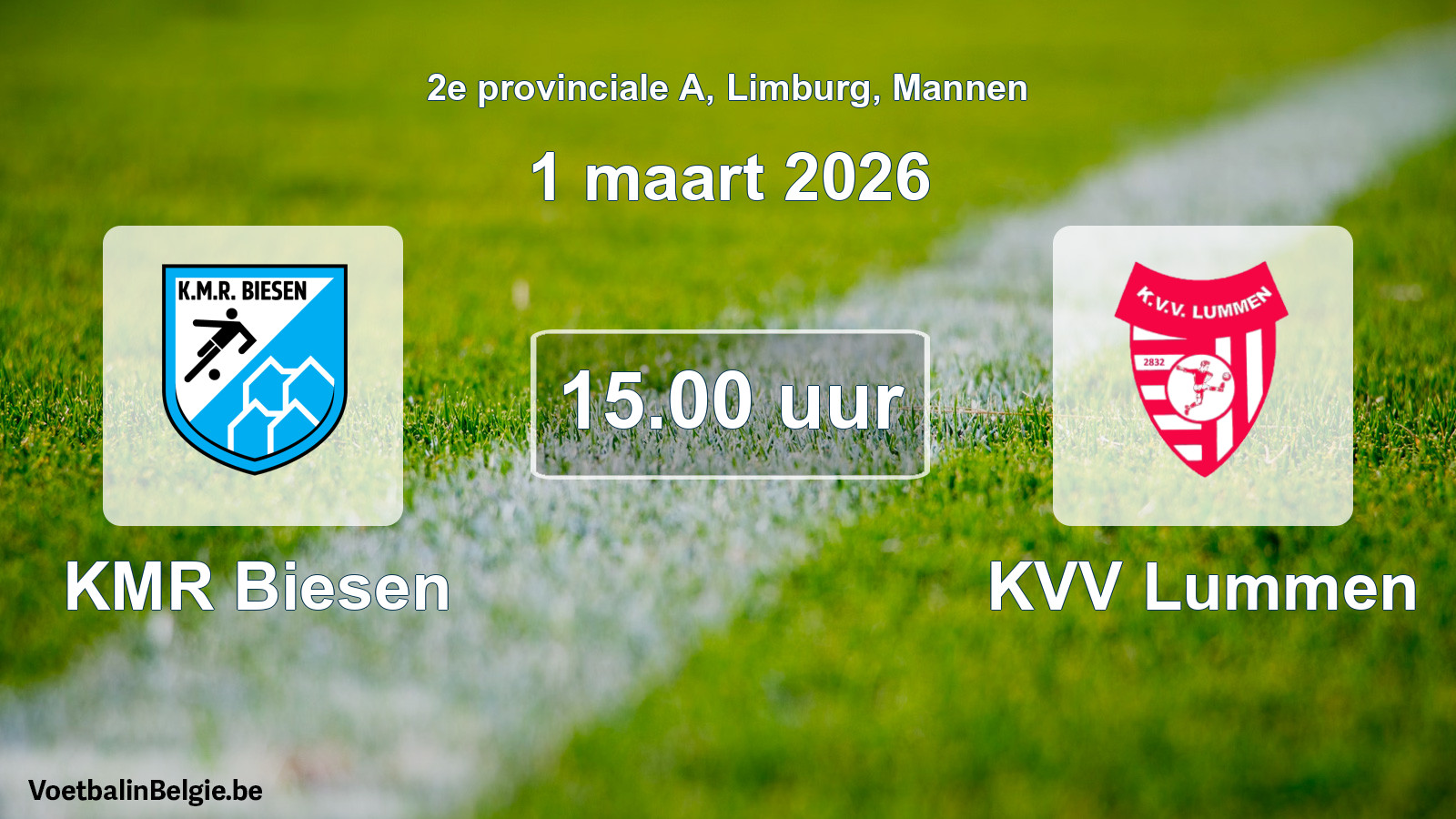 Scheduled match men football: KMR Biesen - KVV Lummen (1 March 2026)