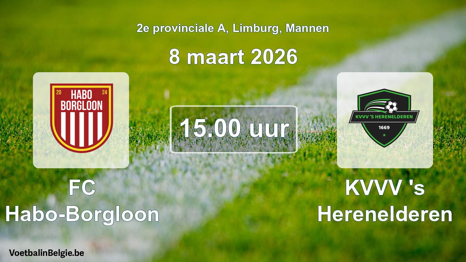 Scheduled match men football: FC Habo-Borgloon - KVVV 's Herenelderen (8 March 2026)