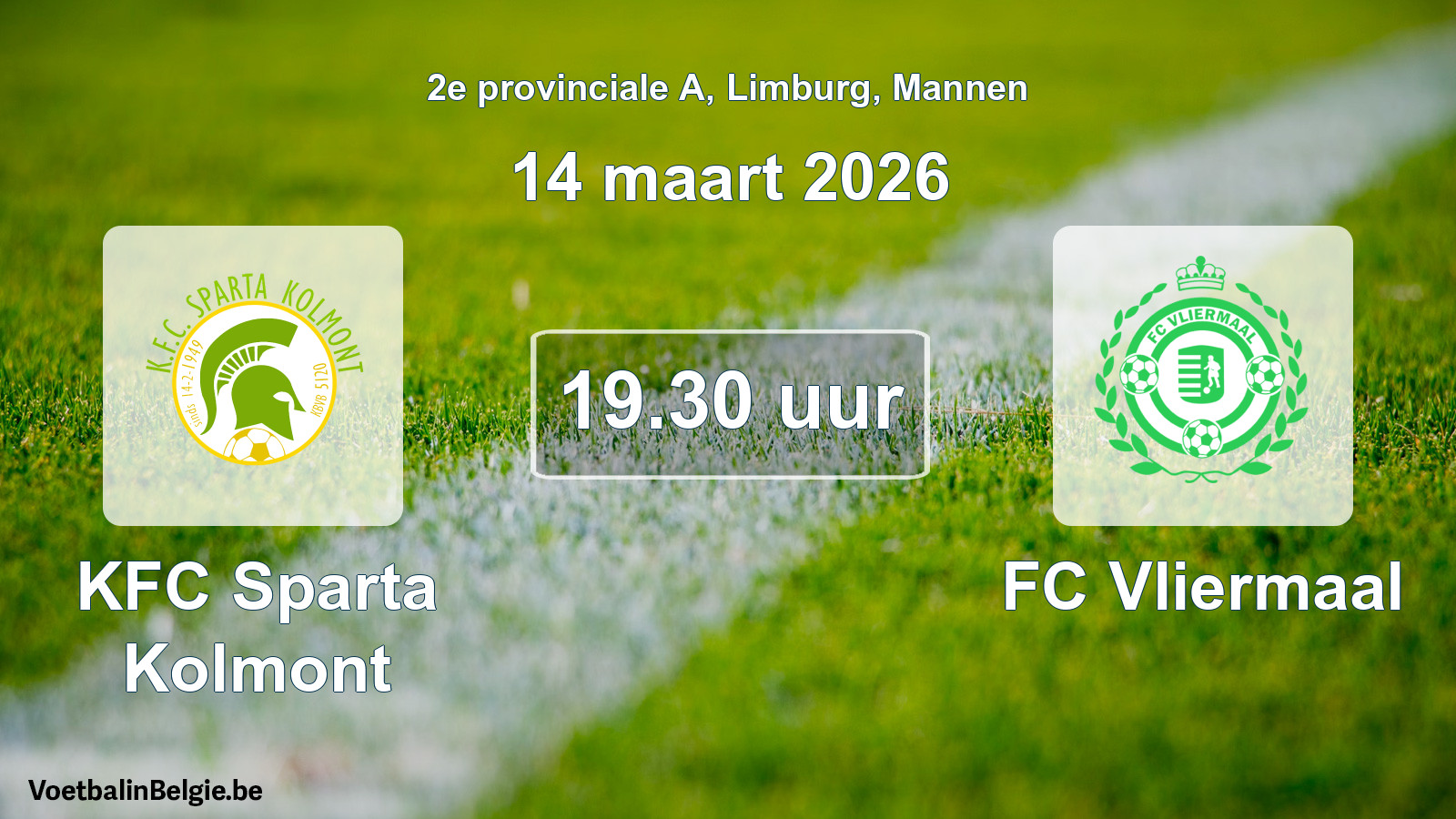 Scheduled match men football: KFC Sparta Kolmont - FC Vliermaal (14 March 2026)