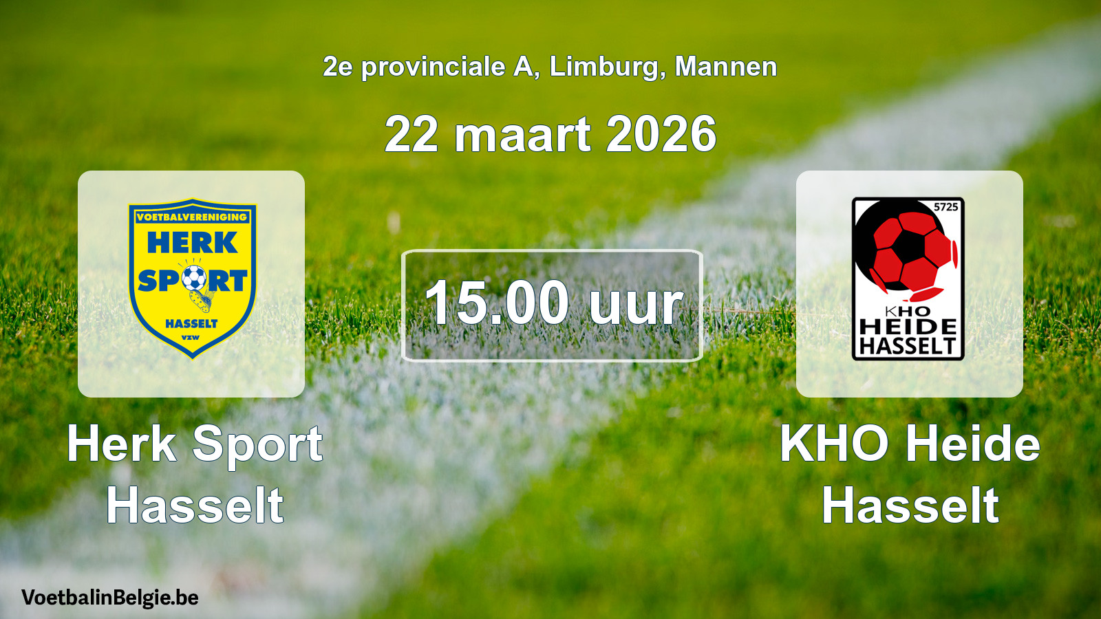 Scheduled match men football: Herk Sport Hasselt - KHO Heide Hasselt (22 March 2026)