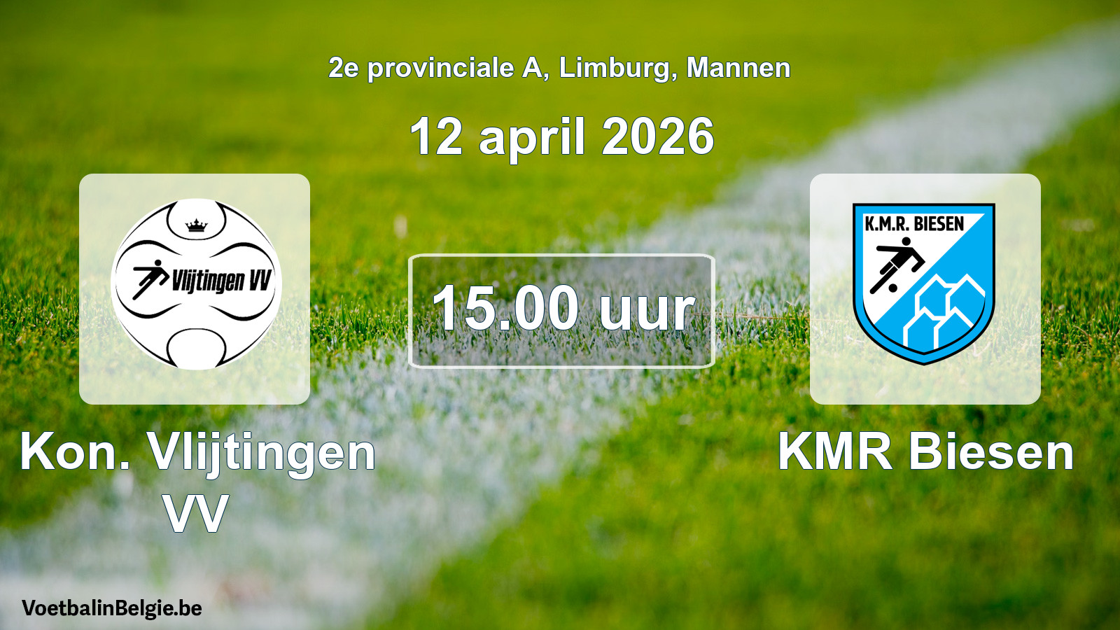 Scheduled match men football: Kon. Vlijtingen VV - KMR Biesen (12 April 2026)