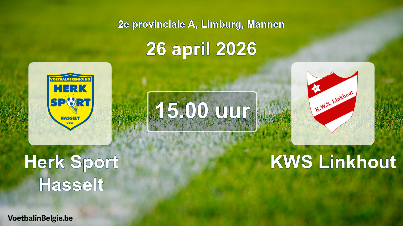 Scheduled match men football: Herk Sport Hasselt - KWS Linkhout (26 April 2026)