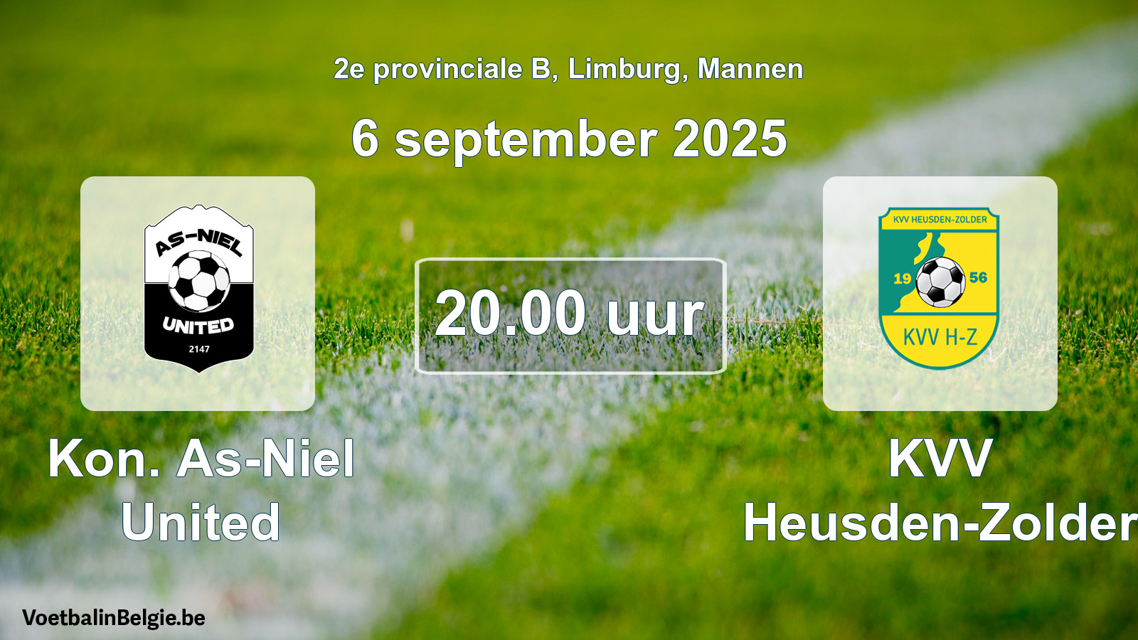 Scheduled match men football: Kon. As-Niel United - KVV Heusden-Zolder (6 September 2025)