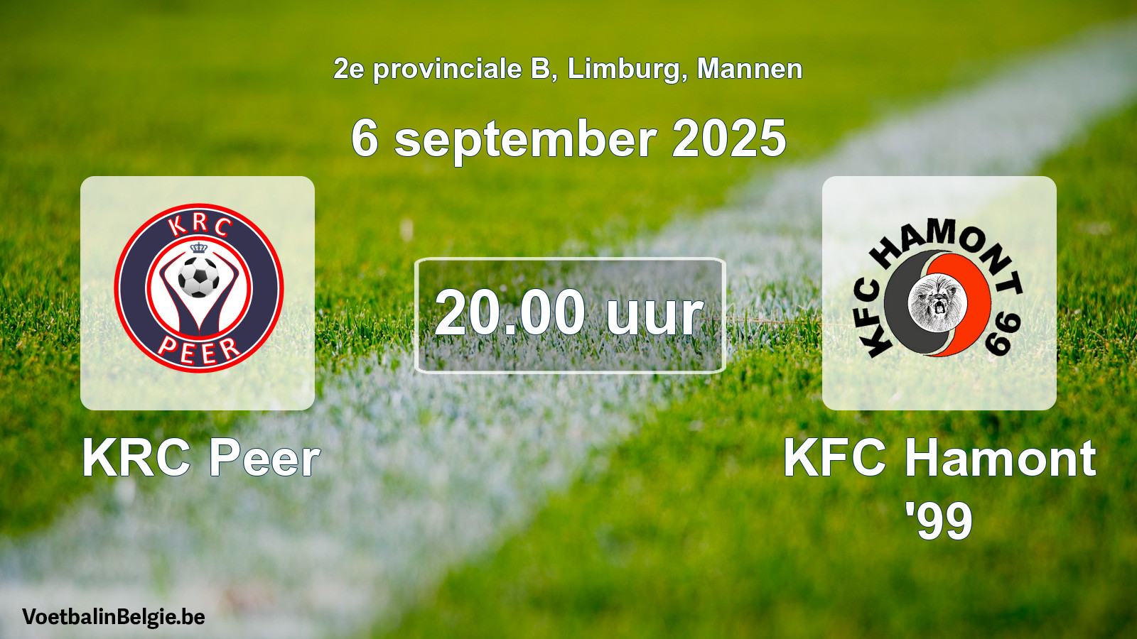 Scheduled match men football: KRC Peer - KFC Hamont '99 (6 September 2025)