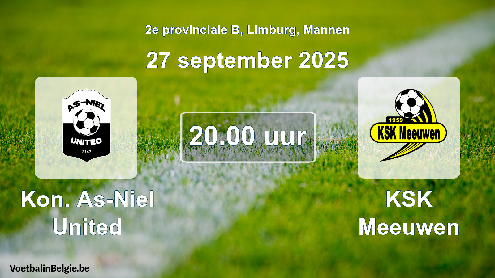 Geplantes Spiel männer-Fußball: Kon. As-Niel United - KSK Meeuwen (27 September 2025)