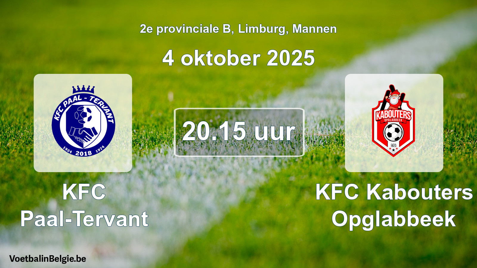 Scheduled match men football: KFC Paal-Tervant - KFC Kabouters Opglabbeek (4 October 2025)