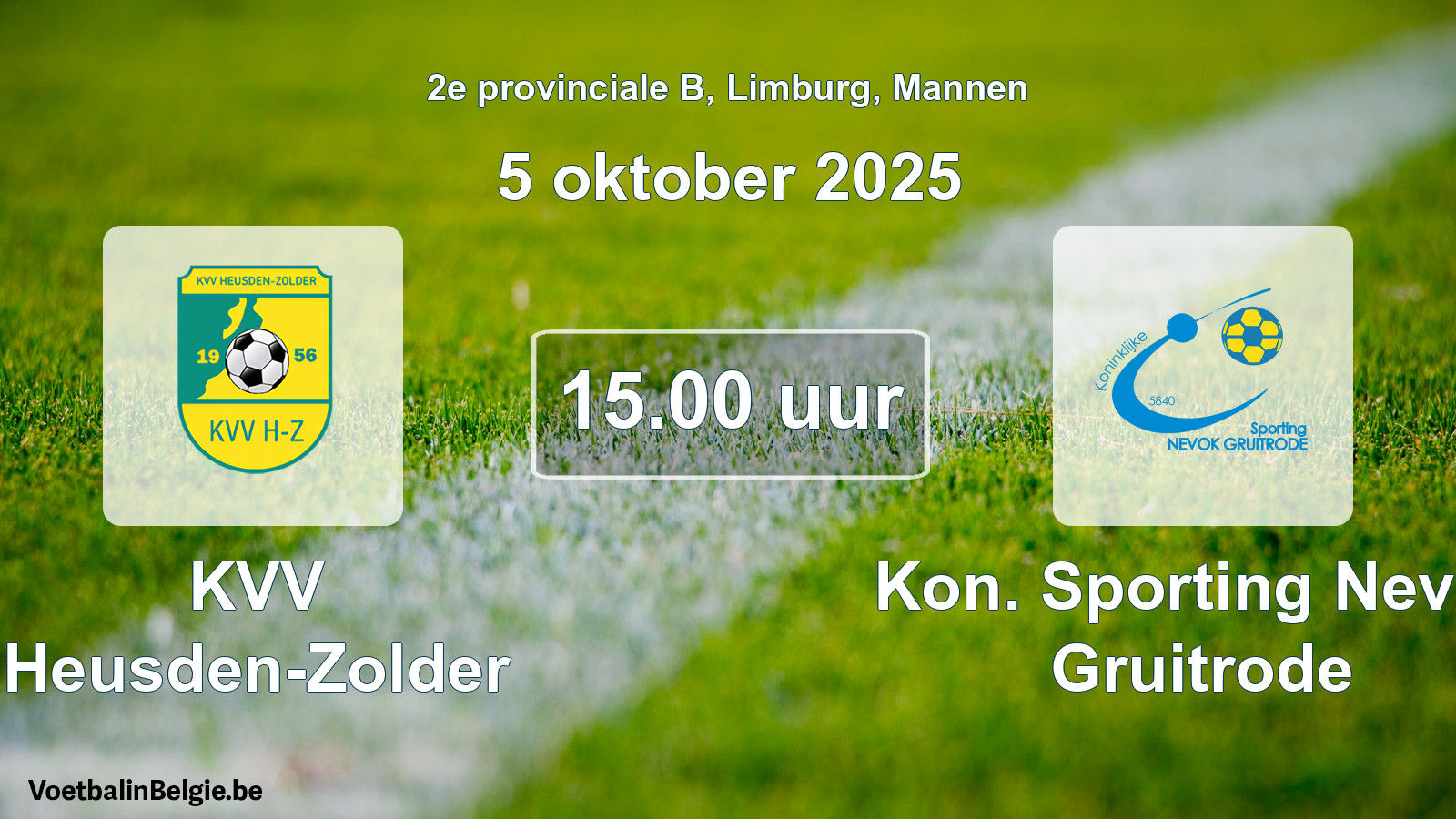 Scheduled match men football: KVV Heusden-Zolder - Kon. Sporting Nevok Gruitrode (5 October 2025)