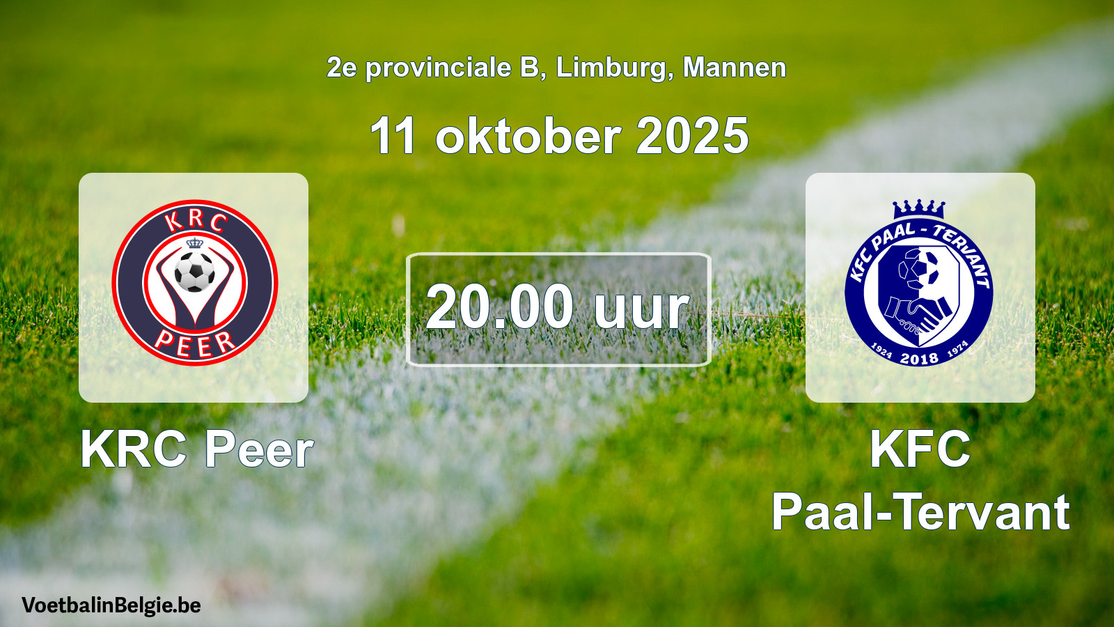 Geplande wedstrijd mannenvoetbal: KRC Peer - KFC Paal-Tervant (11 oktober 2025)