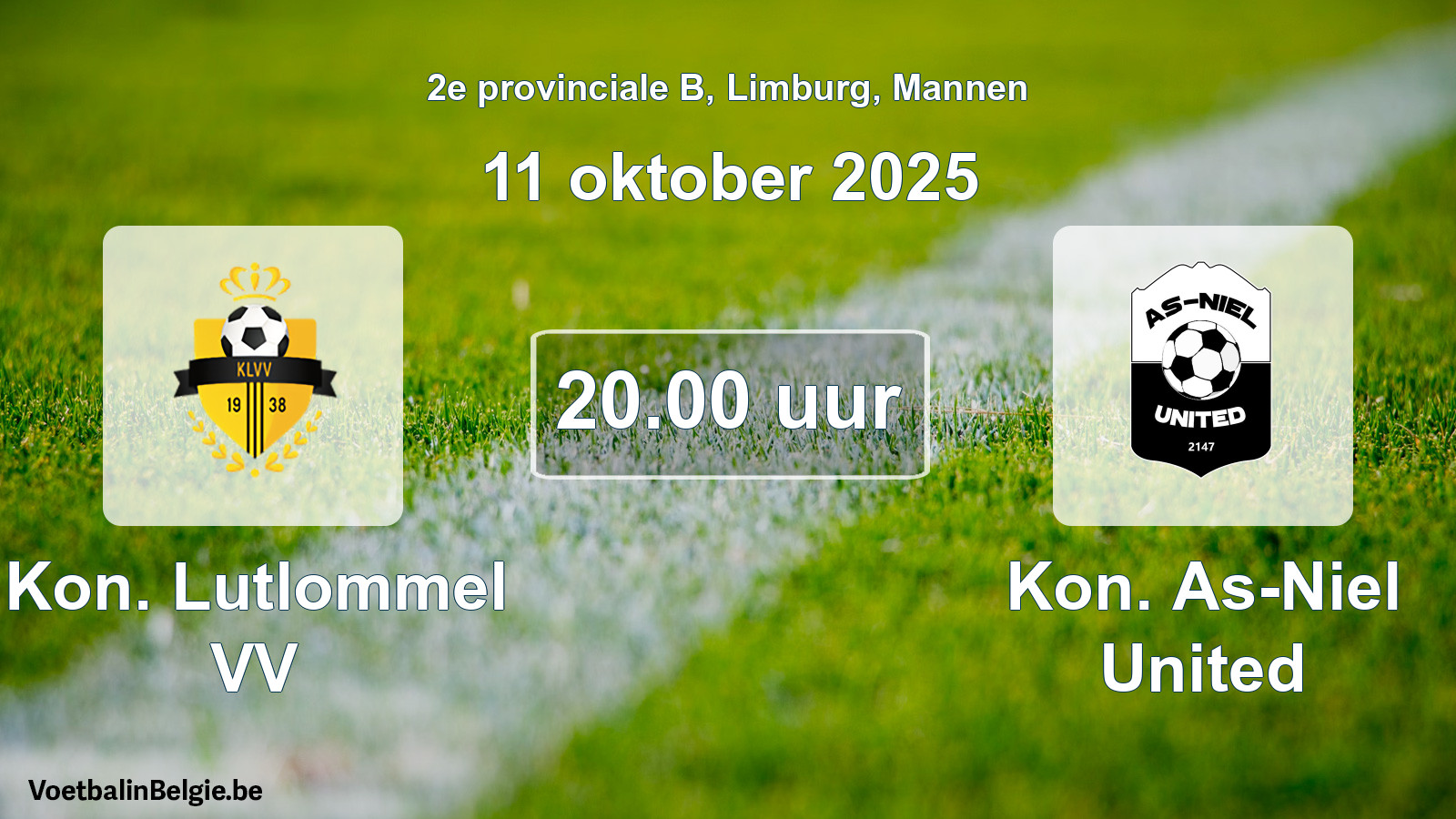 Geplande wedstrijd mannenvoetbal: Kon. Lutlommel VV - Kon. As-Niel United (11 oktober 2025)