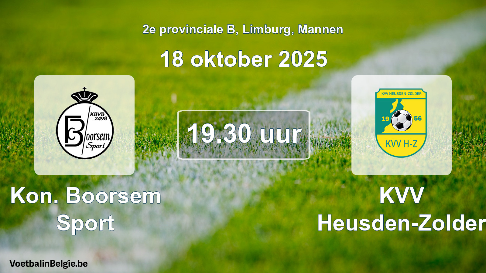 Scheduled match men football: Kon. Boorsem Sport - KVV Heusden-Zolder (18 October 2025)