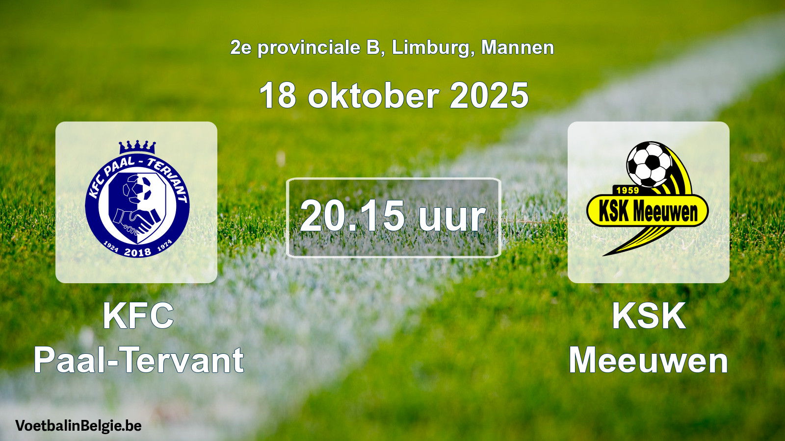 Geplande wedstrijd mannenvoetbal: KFC Paal-Tervant - KSK Meeuwen (18 oktober 2025)