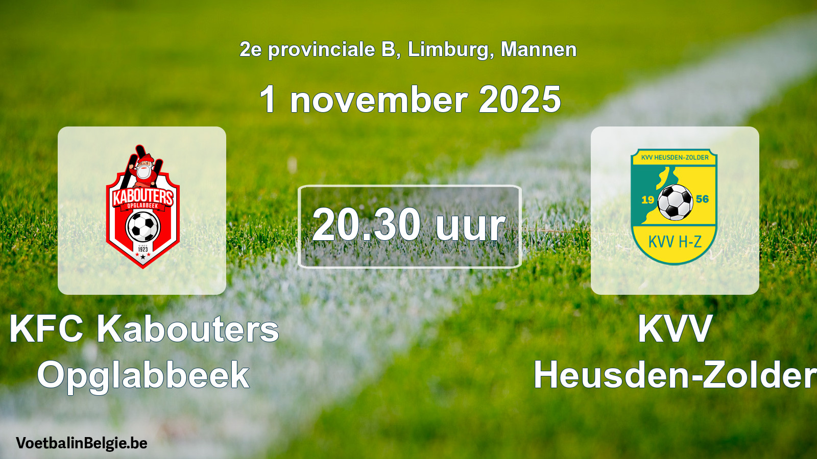 Scheduled match men football: KFC Kabouters Opglabbeek - KVV Heusden-Zolder (1 November 2025)