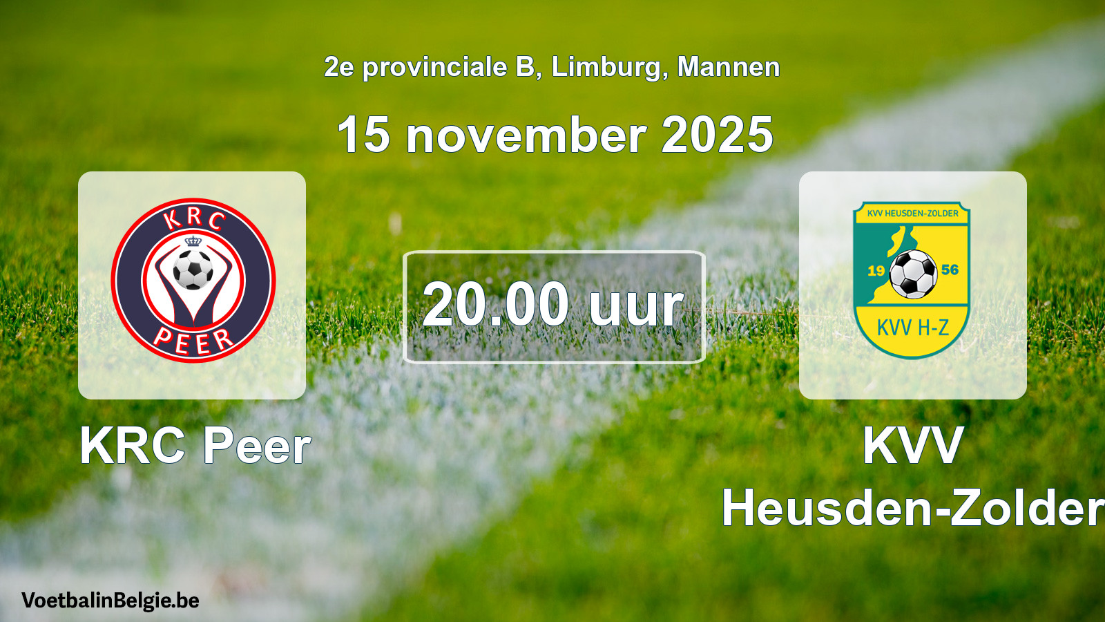 Scheduled match men football: KRC Peer - KVV Heusden-Zolder (15 November 2025)