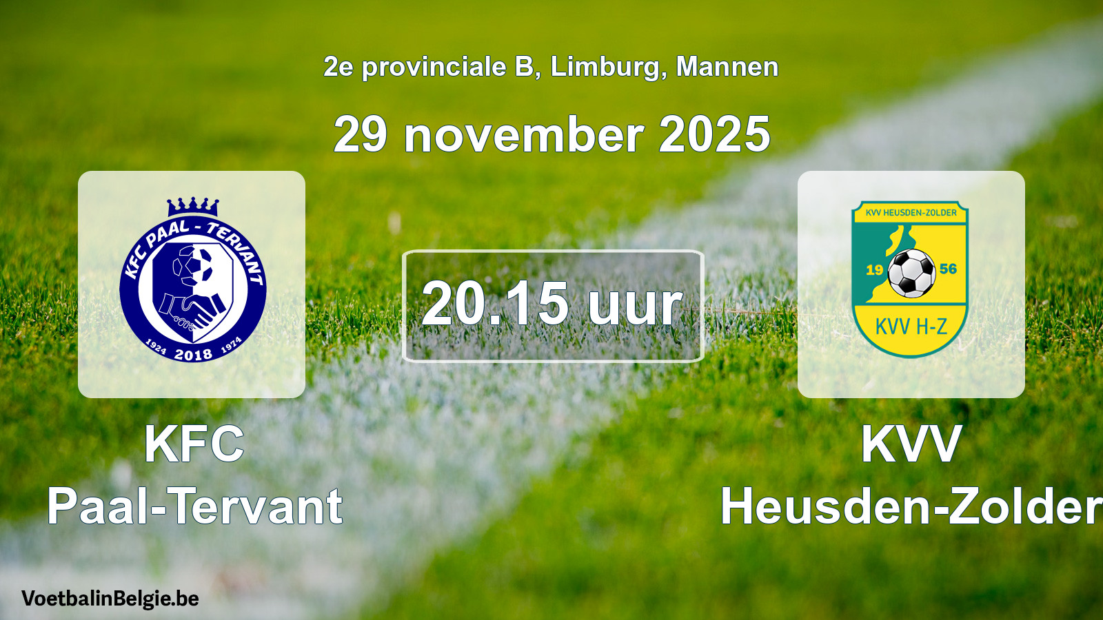 Geplande wedstrijd mannenvoetbal: KFC Paal-Tervant - KVV Heusden-Zolder (29 november 2025)