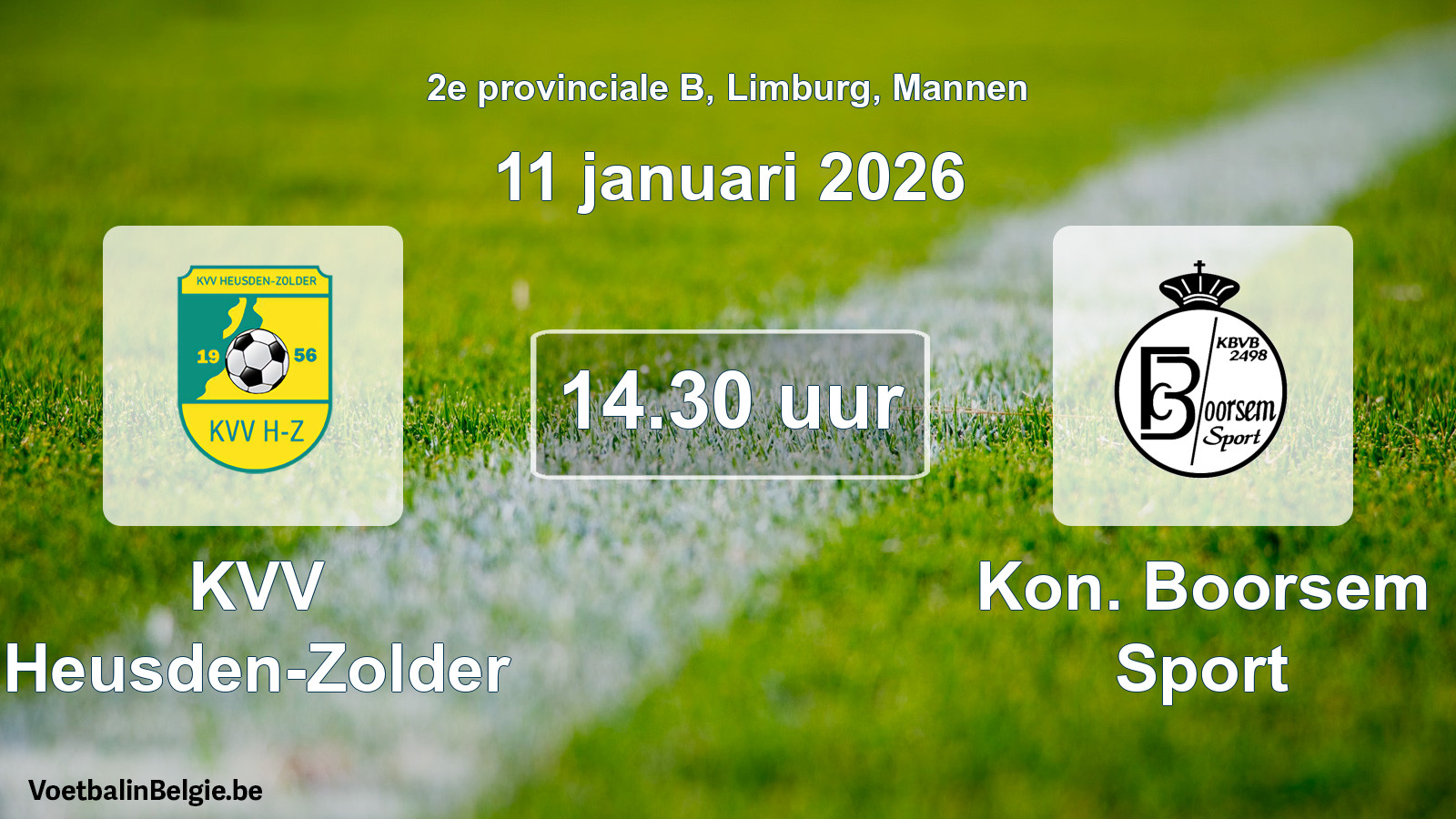 Geplantes Spiel männer-Fußball: KVV Heusden-Zolder - Kon. Boorsem Sport (11 Januar 2026)