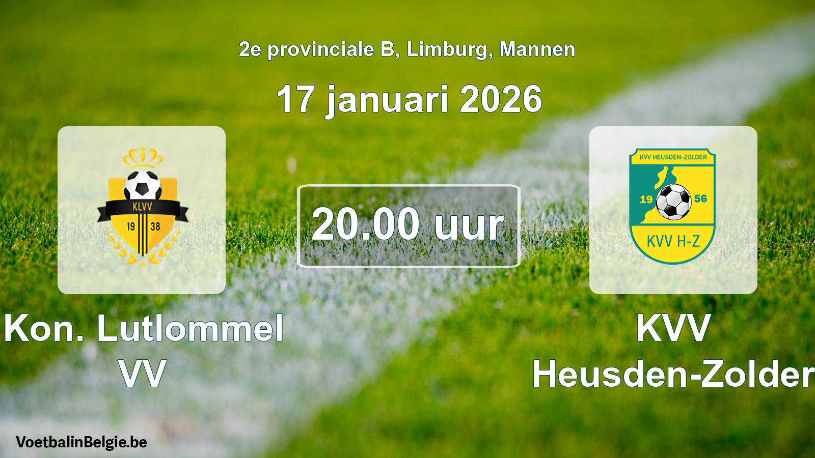 Scheduled match men football: Kon. Lutlommel VV - KVV Heusden-Zolder (17 January 2026)