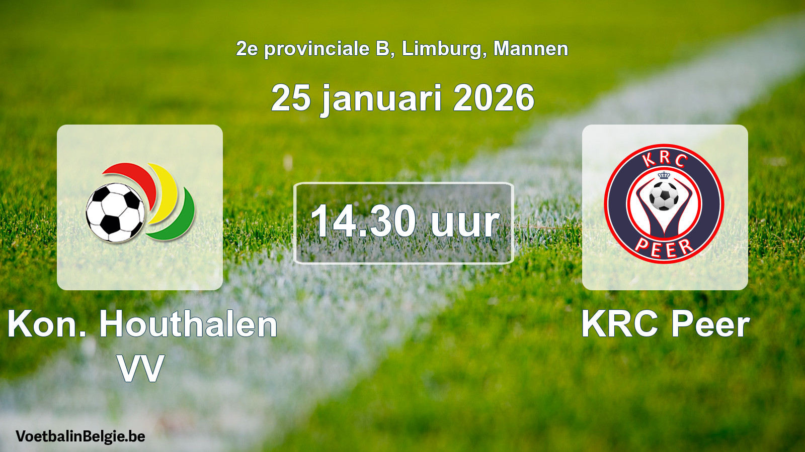 Geplande wedstrijd mannenvoetbal: Kon. Houthalen VV - KRC Peer (25 januari 2026)