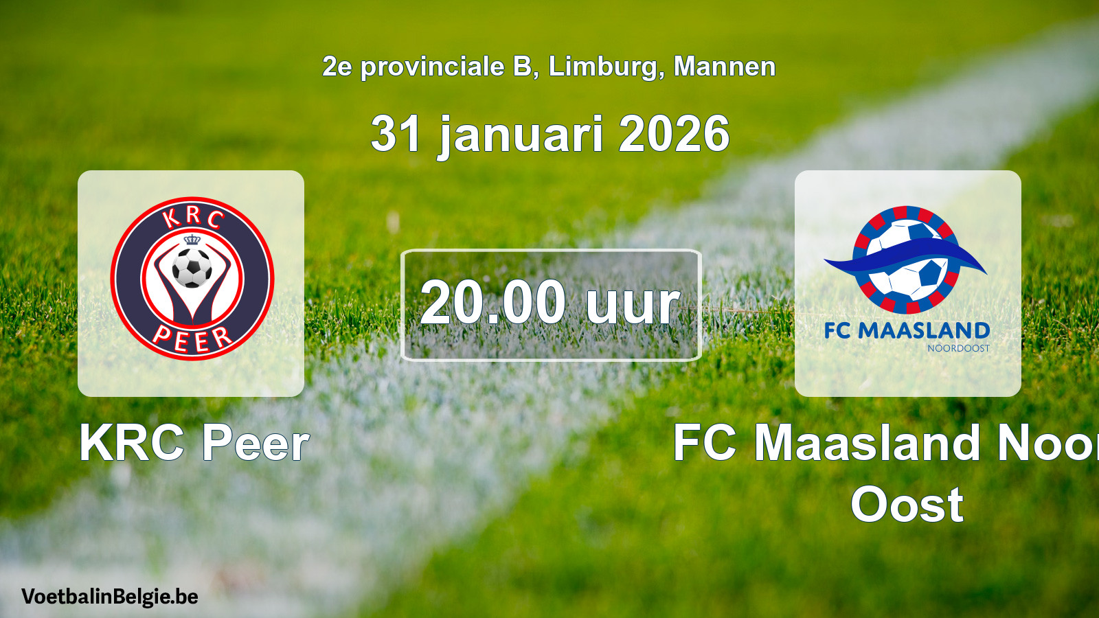 Scheduled match men football: KRC Peer - FC Maasland Noord Oost (31 January 2026)
