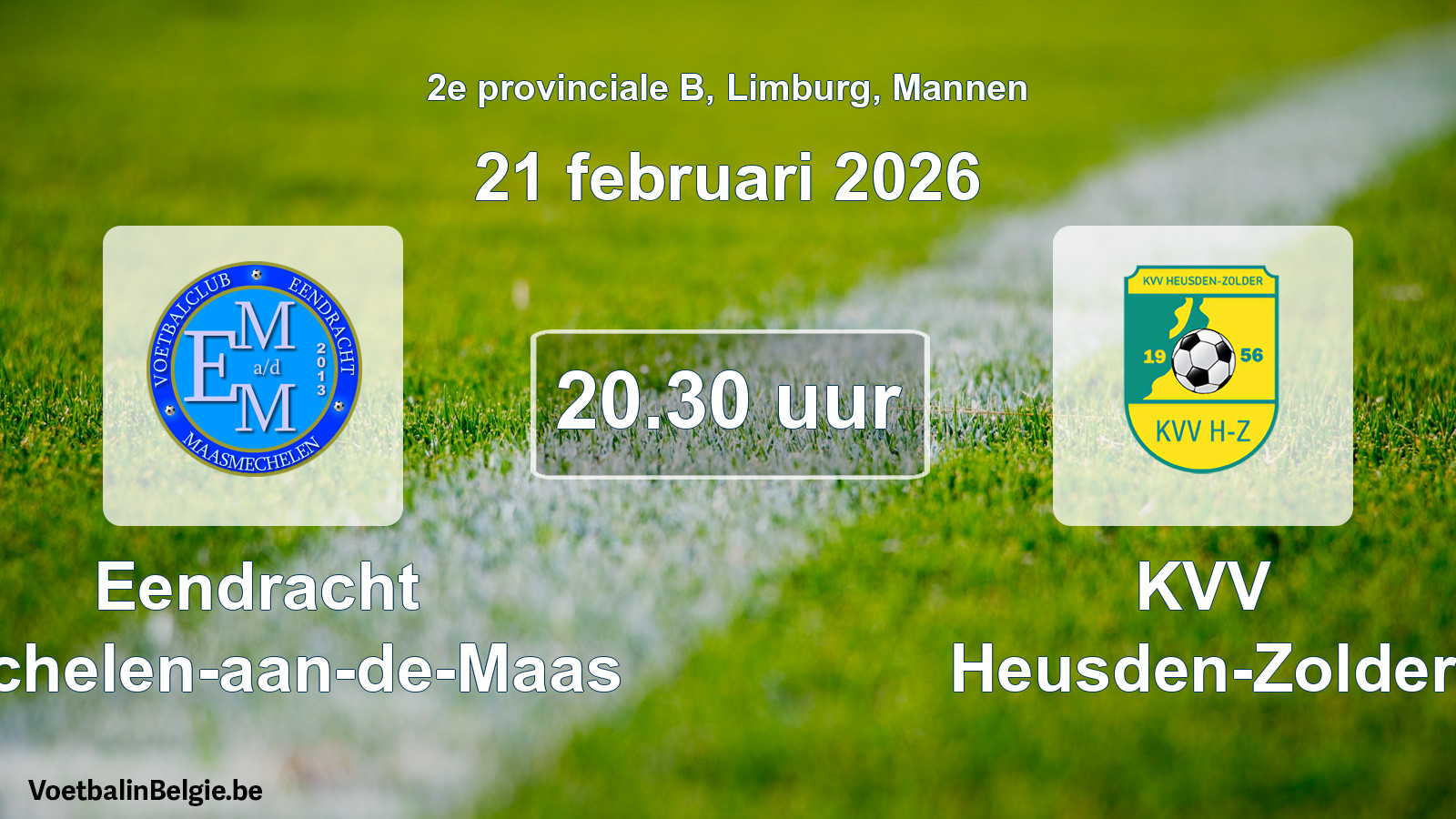 Geplantes Spiel männer-Fußball: Eendracht Mechelen-aan-de-Maas - KVV Heusden-Zolder (21 Februar 2026)