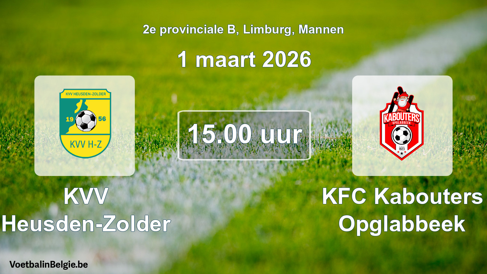 Scheduled match men football: KVV Heusden-Zolder - KFC Kabouters Opglabbeek (1 March 2026)