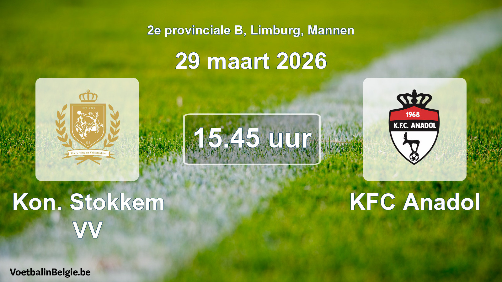 Scheduled match men football: Kon. Stokkem VV - KFC Anadol (29 March 2026)
