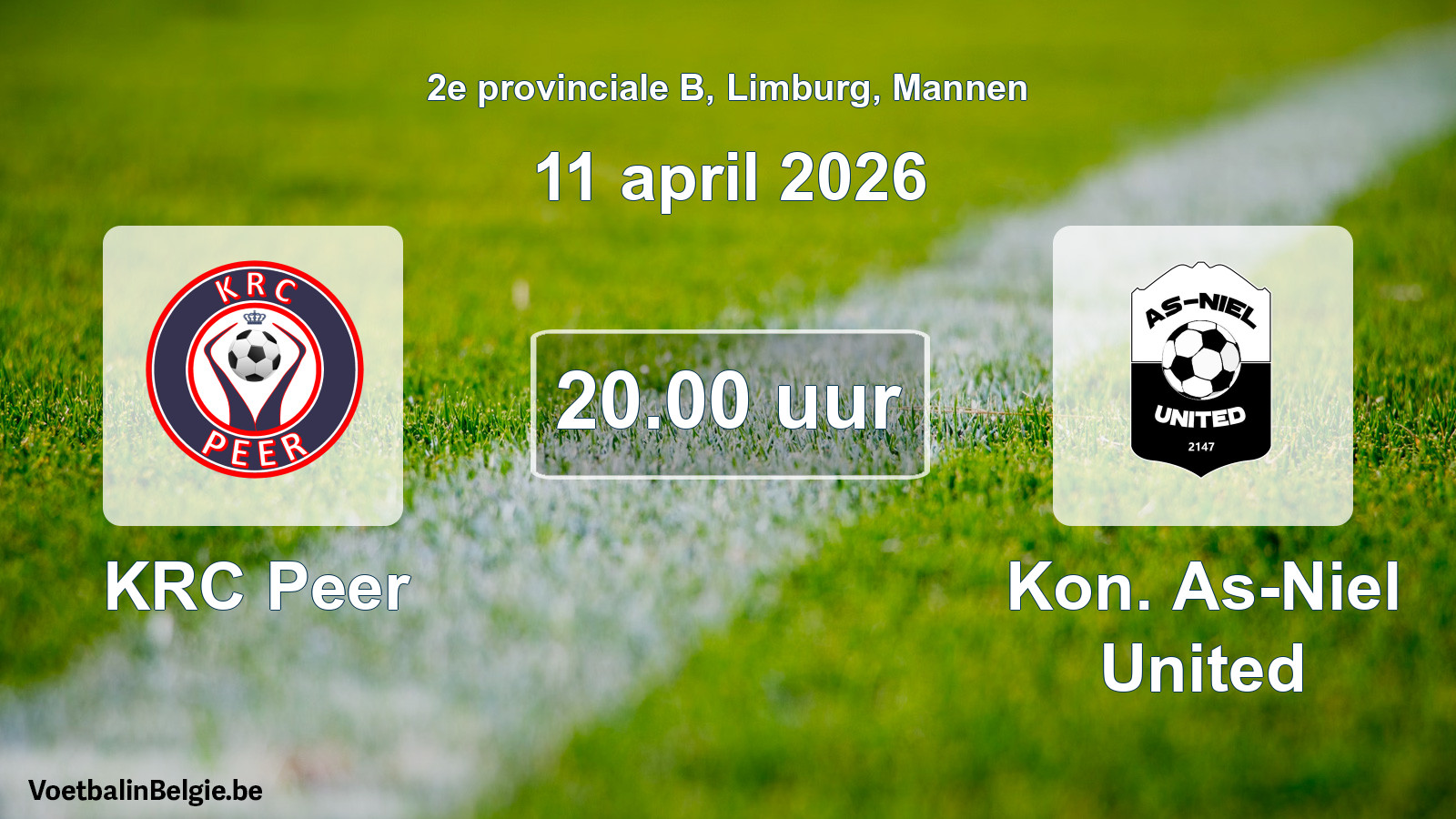 Scheduled match men football: KRC Peer - Kon. As-Niel United (11 April 2026)