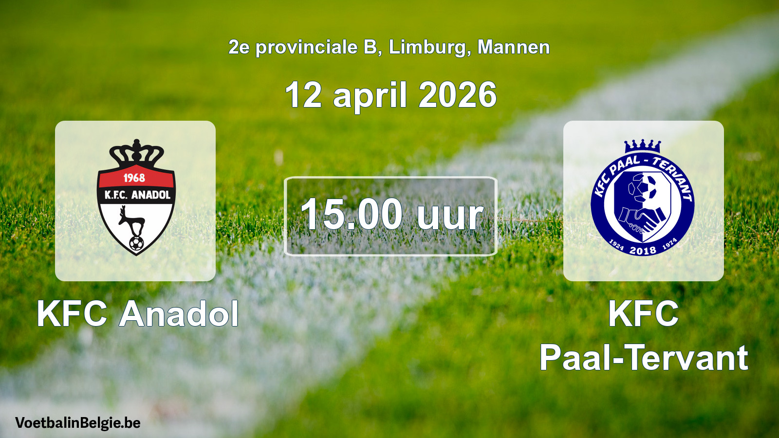 Scheduled match men football: KFC Anadol - KFC Paal-Tervant (12 April 2026)