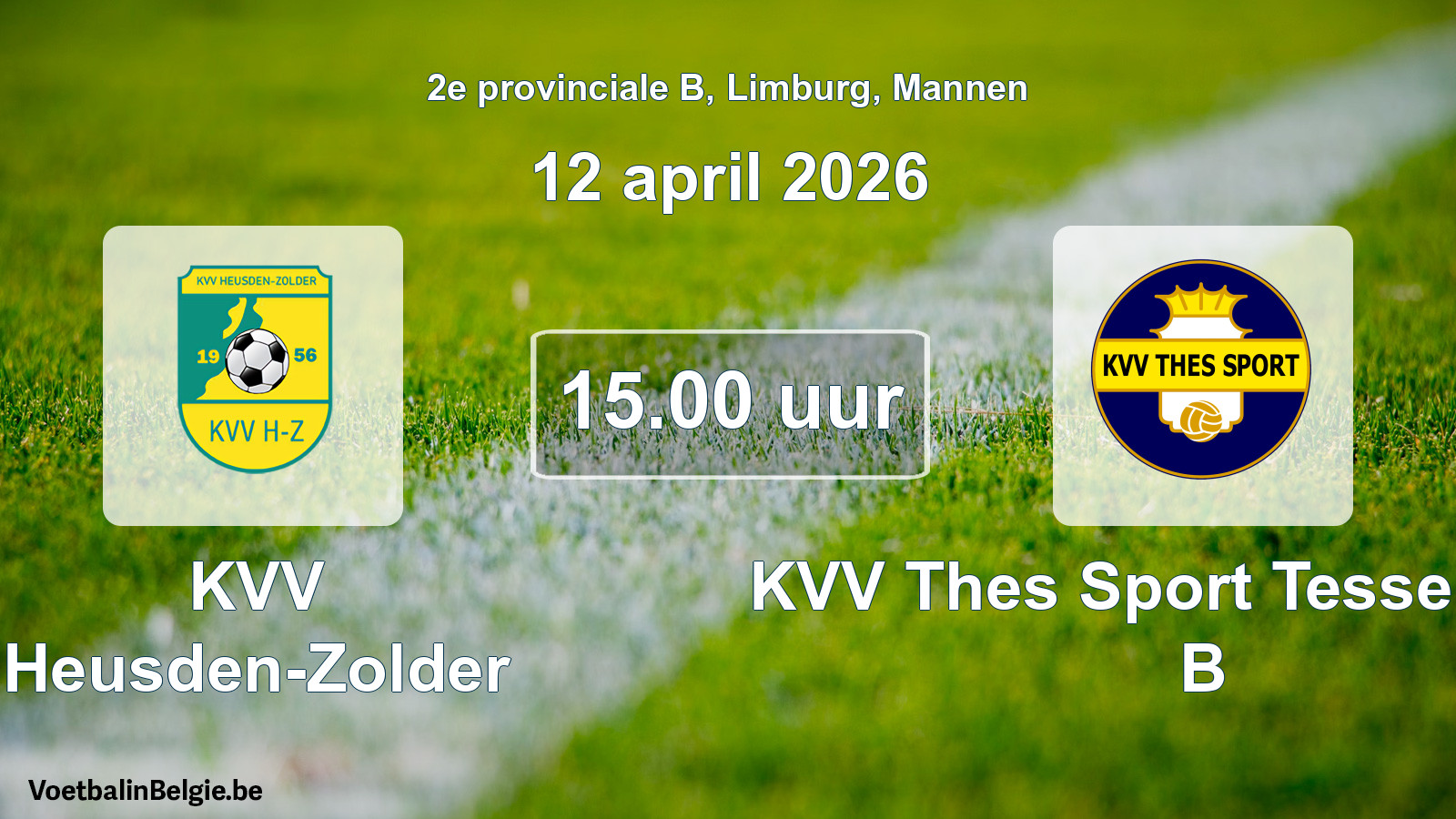Geplande wedstrijd mannenvoetbal: KVV Heusden-Zolder - KVV Thes Sport Tessenderlo B (12 april 2026)