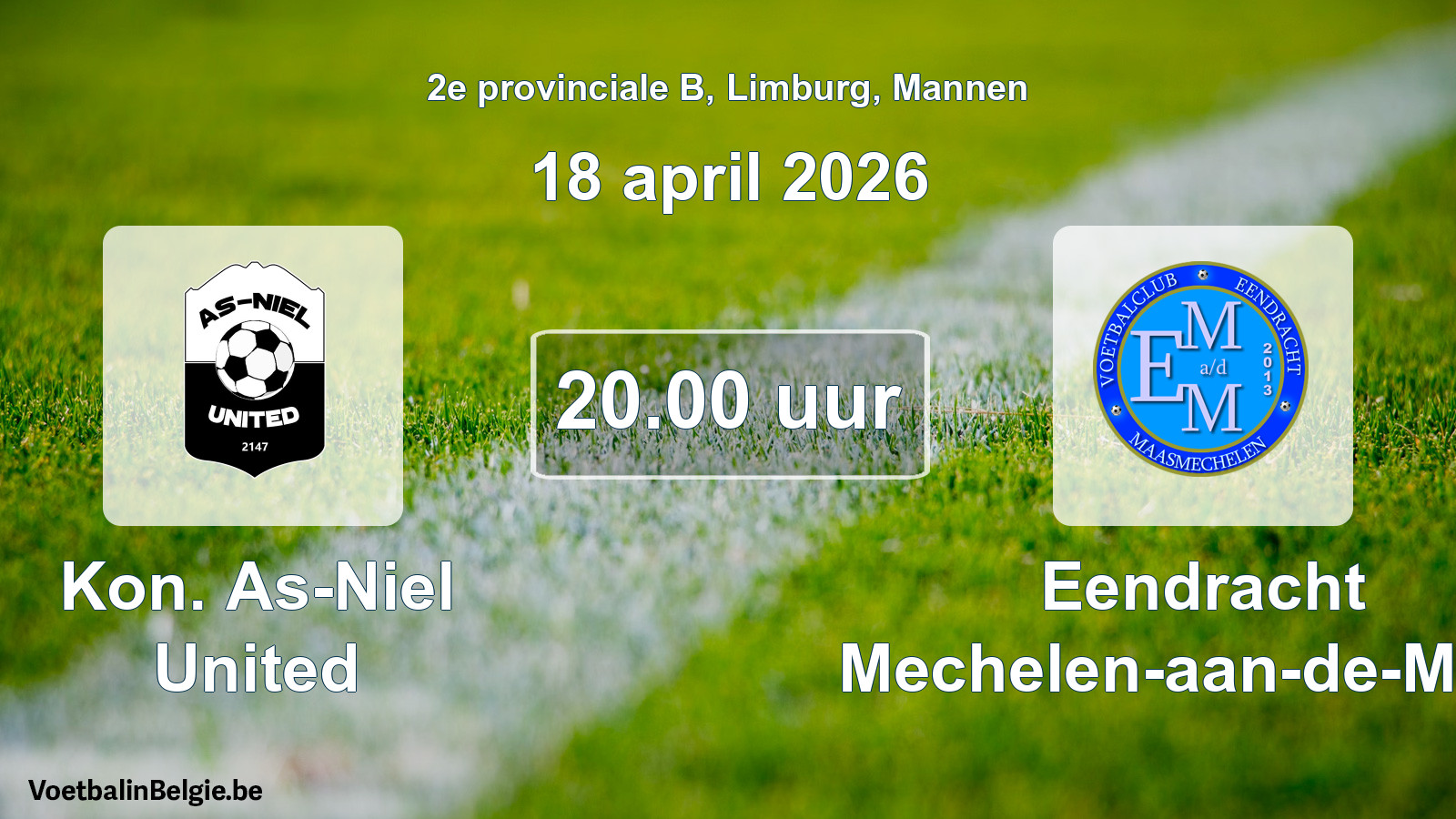 Geplantes Spiel männer-Fußball: Kon. As-Niel United - Eendracht Mechelen-aan-de-Maas (18 April 2026)