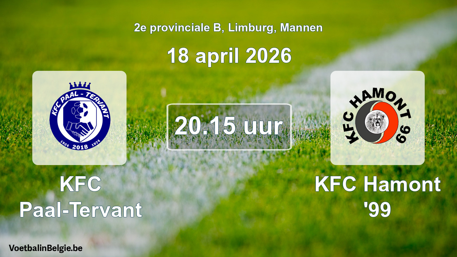 Scheduled match men football: KFC Paal-Tervant - KFC Hamont '99 (18 April 2026)