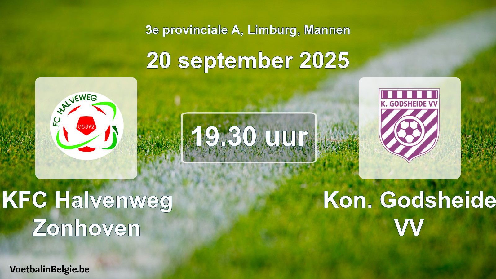 Scheduled match men football: KFC Halvenweg Zonhoven - Kon. Godsheide VV (20 September 2025)